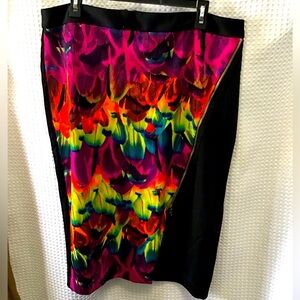 Vibrant Multicolor Skirt with Black Panel